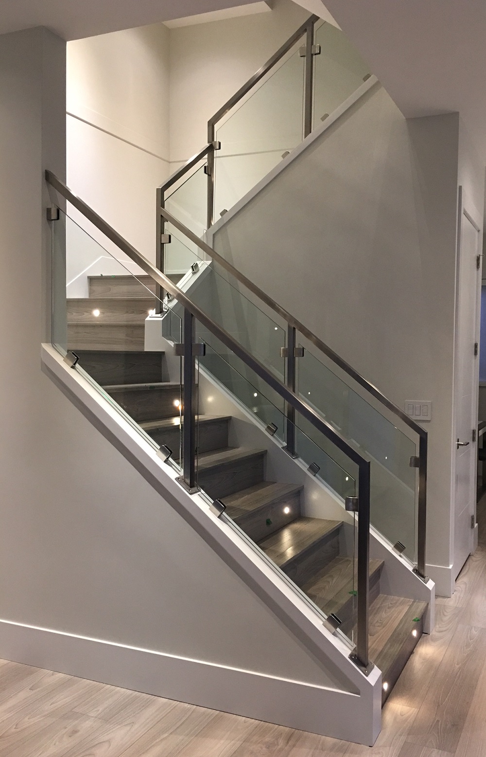 modern interior stair railings, stainless steel, richmond, bc